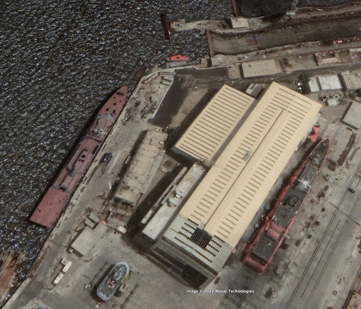 PakDefTeam's tweet photo. 3rd #BaburClass Corvette #PNSBadr at Karachi Shipyard going through refitting while one of the OPV is on the dry dock going through refitting of Arms.
@CovertShores https://t.co/0WstIrcAm6