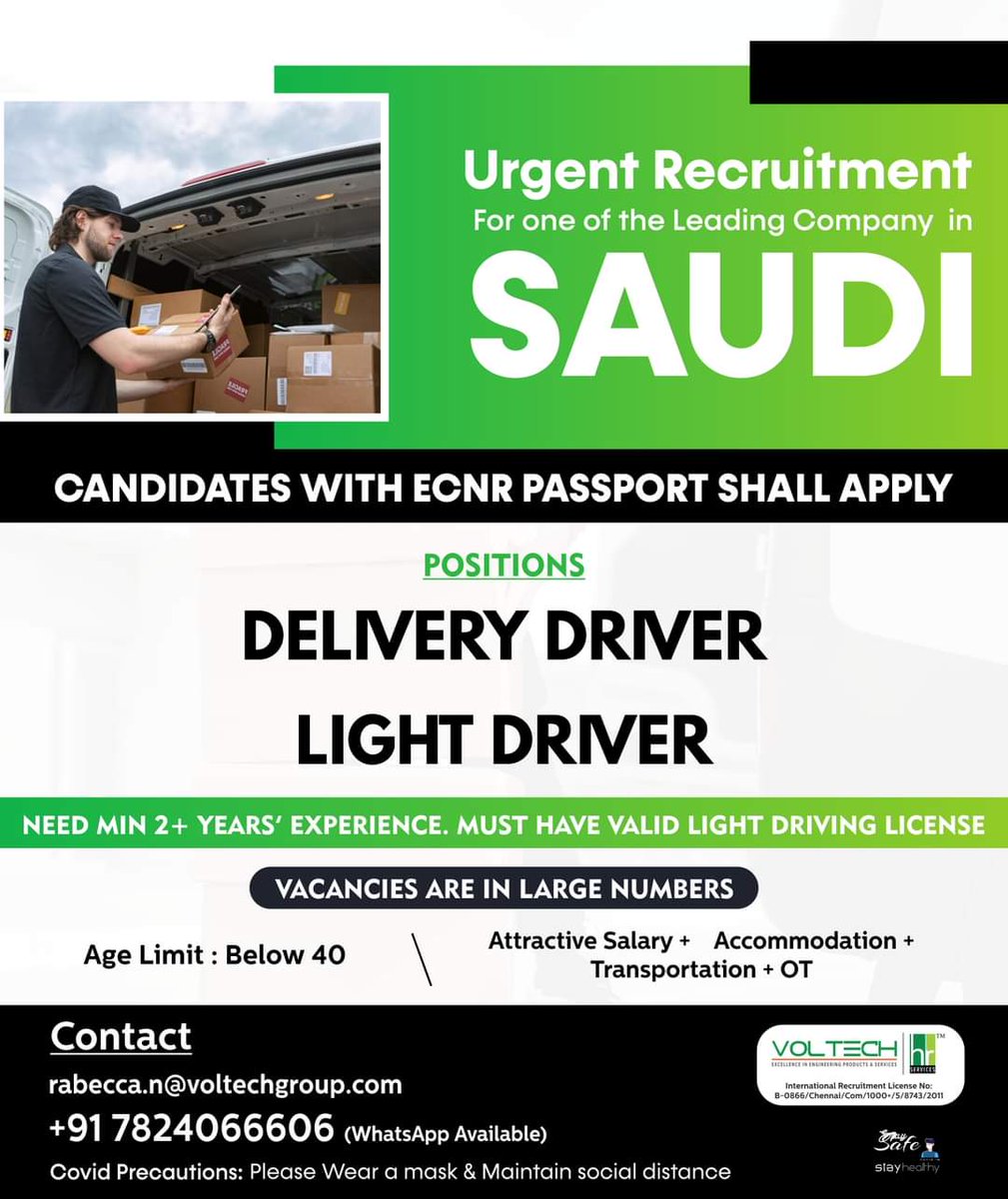 gulfjob8's tweet photo. Job Vacancies in #SaudiArabia

 #pestcontrollead #pestcontrolscheduler #pestcontrolplanner #projecthandler #sapoperation #ethicalrecruitment #manpower #gulfjobs #saudijobs https://t.co/uHoCVOoBcu