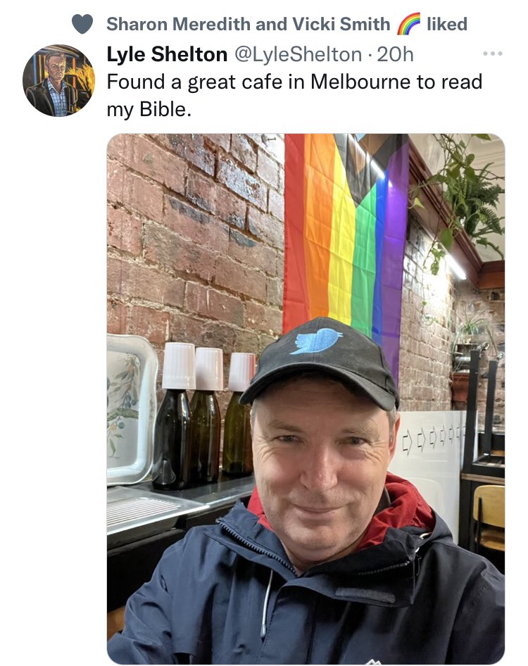 A humble Christian would read their Bible in silence. Not advertise the fact on social media.

You’re also overdoing your protestations that you aren’t anti-gay, Lyle.