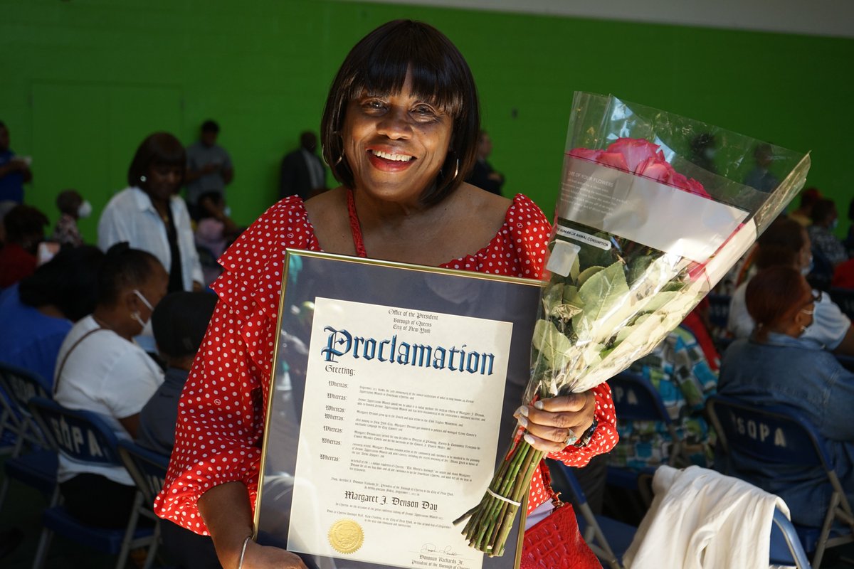 QnsBPRichards's tweet photo. Great to start Labor Day Weekend with my colleagues at the kickoff press conference for Senior Appreciation Month in Queens, co-founded by Margaret Denson. I was honored to issue a Proclamation declaring today as “Margaret J. Denson Day” in recognition of her public service. https://t.co/jjL60xrJbT