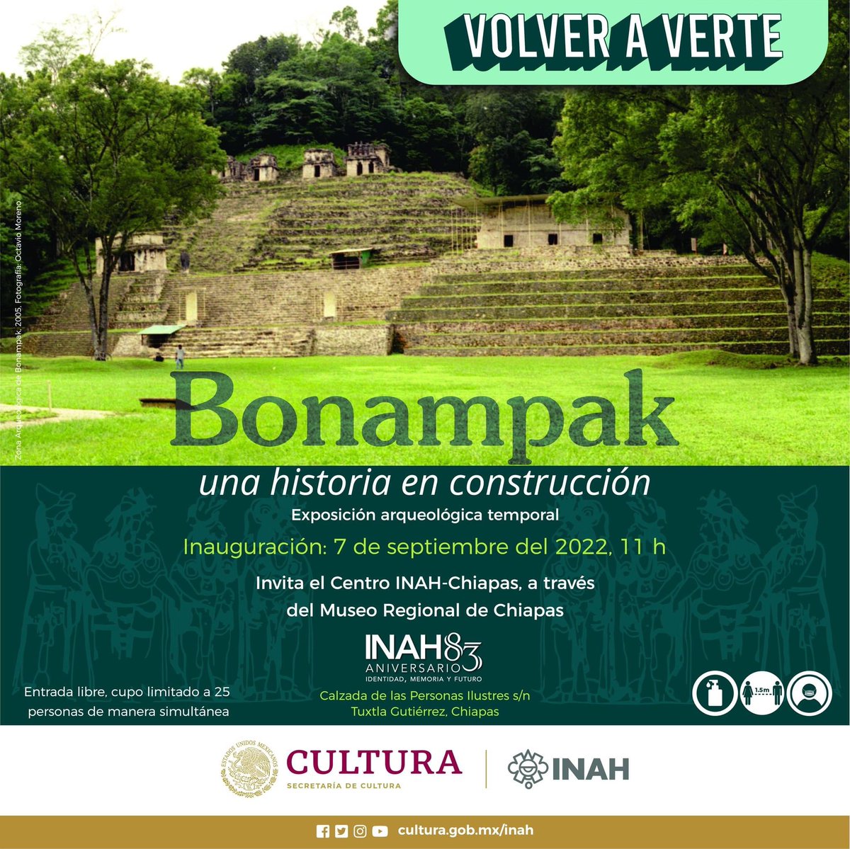 #TwitteandoAprendí que el @MuseoRegionalCH inaugura la exposición temporal 'Bonampak. Una historia en construcción'. 📅 7 de septiembre en el marco del 38 Aniversario del Museo Regional de Chiapas 🕙 11:00 horas.