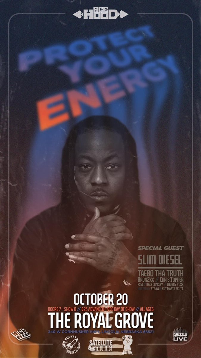 alienhead402's tweet image. YOOOO ILL BE LIVE OPENING FOR @Acehood OCTOBER 20TH!! LINCOLN, NE @theroyalgrove !!! MAKE SURE YOU POP OUT!! WHOLE LINEUP IS 🔥🔥🔥 DO NOT MISS IT!