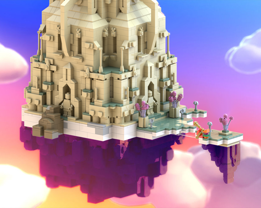 tylerowen's tweet photo. I've been working on a giant #LEGO  recreation of The Great Library from @tunicgame. Such a delightful game. Hope to build it for real in the next couple months. https://t.co/vCiIEP37ij
