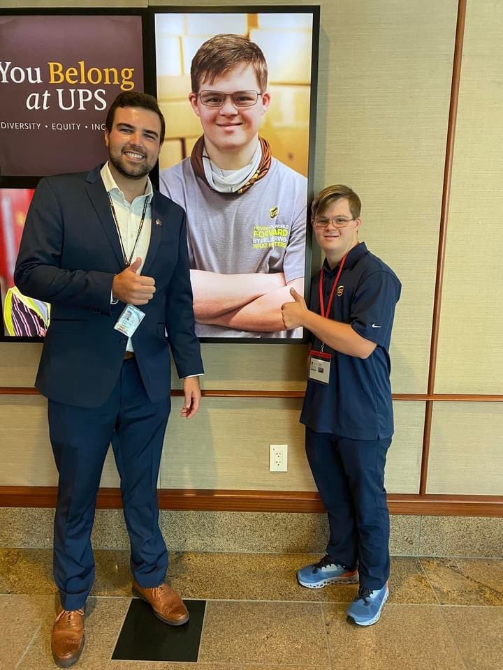 JustinHeckel's tweet photo. It was an honor sharing the stage with @thejakepratt! We delivered the keynote at the #BigGameBall for @NDSC and shared UPS’s efforts on diversity &amp; inclusion as it relates to individuals with disabilities. Jake also visited @UPS’s Corp Office and met the incredible @LauraLaneUPS https://t.co/ClkfI8LUUP