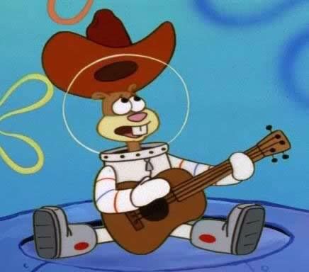 SpongeBob's tweet image. what song should Sandy sing next?