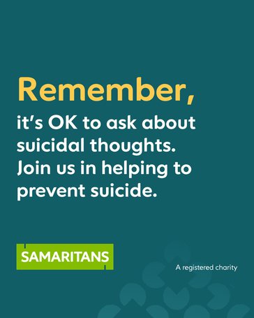 People who have been suicidal have often said it is a relief to talk about thoughts they are experiencing. Just being there to listen and showing you care can help.

Retweet to help us let everyone know it’s OK to ask about suicidal thoughts. It could save a life 💚 #WSPD