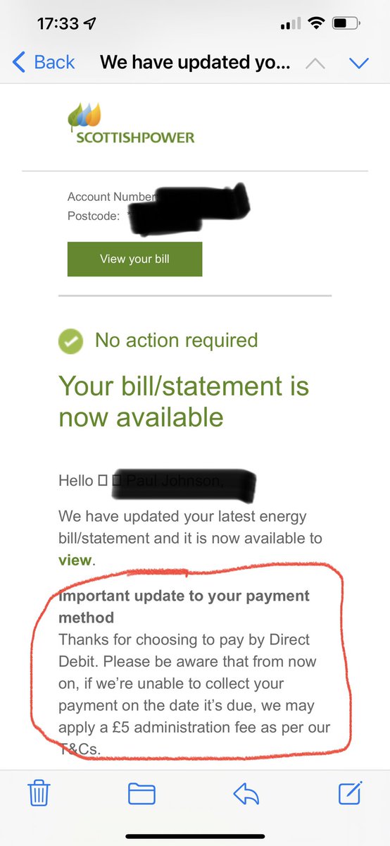 Chalkyjohnson's tweet photo. @MartinSLewis As if cost of living crisis was not a big enough issue with energy firms earning millions, @ScottishPower are now imposing additional penalties if cannot collect payment https://t.co/2ebi2eie7W