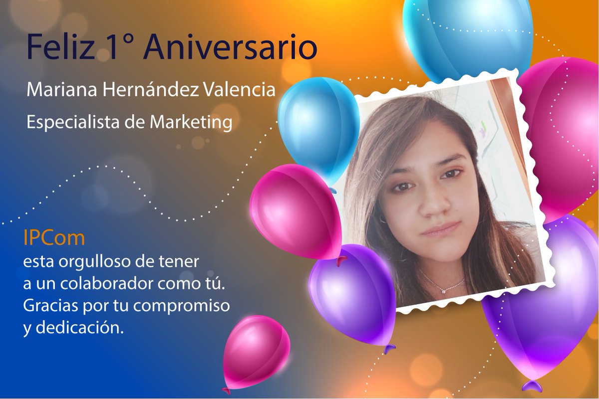 IPComMX's tweet photo. @IPComMX estรก orgulloso de tener a un colaborador como tรบ, esperamos poder seguir contando contigo. ๐๐ง๐๐๐๐๐จ #Mariana ๐ฅ๐ค๐ง ๐ฉ๐ช ๐๐ค๐ข๐ฅ๐ง๐ค๐ข๐๐จ๐ค ๐ฎ ๐๐๐๐๐๐๐๐รณ๐ฃ.
#IPComMx #OrgulloIPComMx #ExperienciaIPComMx #anniversary https://t.co/XRNepkNBB3
