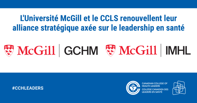 DesautelsMcGill's tweet photo. Le @CCHL_CCLS renouvelle la certification LEADS de notre @IMHLMcGill & initie une nouvelle alliance stratégique avec le Certificat de cycle supérieur de gestion en santé (GCHM), offert avec @McGillMed. #CHESelect #CCHLeaders #LEADSFramework https://t.co/LztOud7wwS https://t.co/4GdOV2zZlG