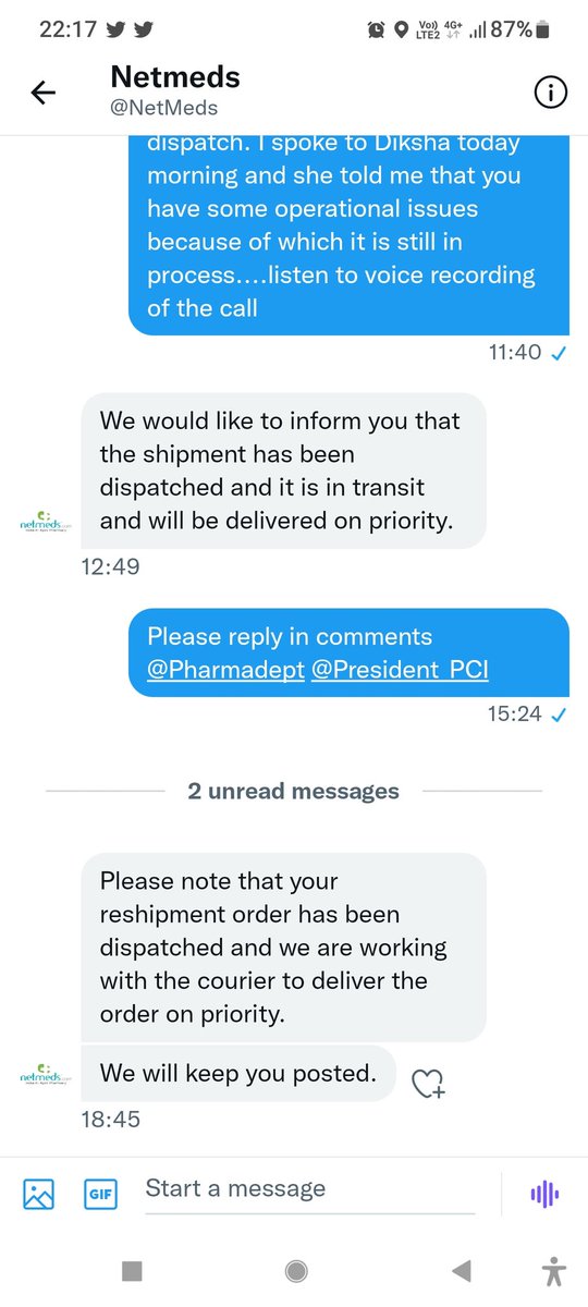 SurveNaved's tweet photo. @NetMeds @Pharmadept @President_PCI @PMOIndia @BJP4Mumbai @NetMeds Sure you have addressed my complaint? Where is the confirmation on date &amp; time? Where is the apology? Where is compensation for pathetic service provided? Where is the update about what and where it wrong where is your action plan @Pharmadept @President_PCI Please look https://t.co/TQZlK52Y35