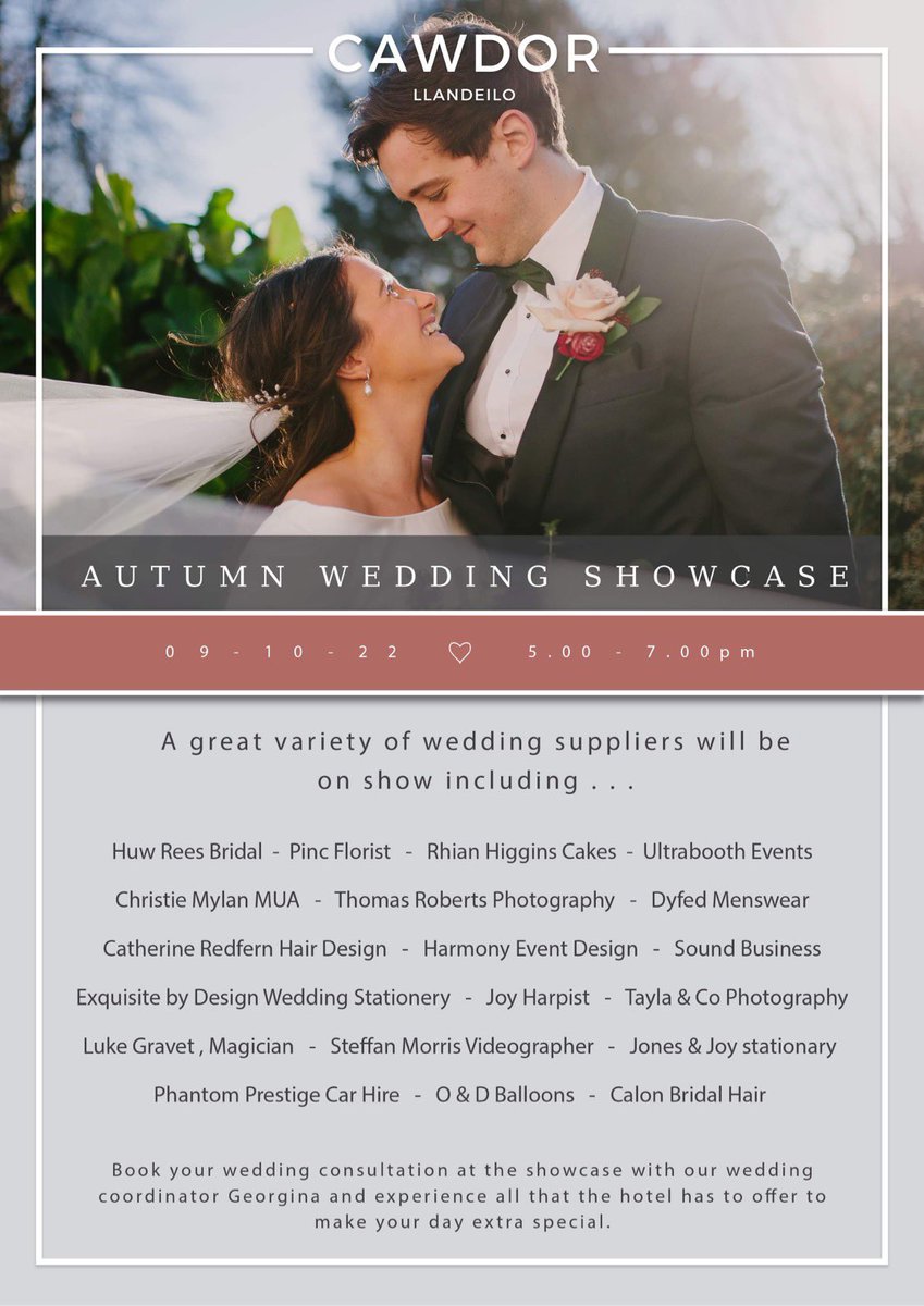 Say 'I do' at The Cawdor!

Come along to our Autumn Wedding Showcase on Sunday October 9th. From 5pm -7pm we will be hosting a wedding showcase in our dining room, full of great wedding suppliers to help plan your incredible big day!