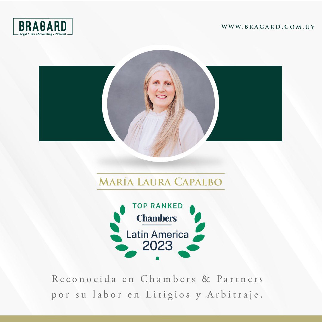 BRAGARD (@bragardabogados) on Twitter photo Felicitamos a nuestra Socia la Dra. <a href="/M_LauraCapalbo/">María Laura Capalbo</a> por su reconocimiento en la prestigiosa editorial internacional Chambers & Partners. Felicitamos a nuestra Socia la Dra. <a href="/M_LauraCapalbo/">María Laura Capalbo</a> por su reconocimiento en la prestigiosa editorial internacional Chambers & Partners.