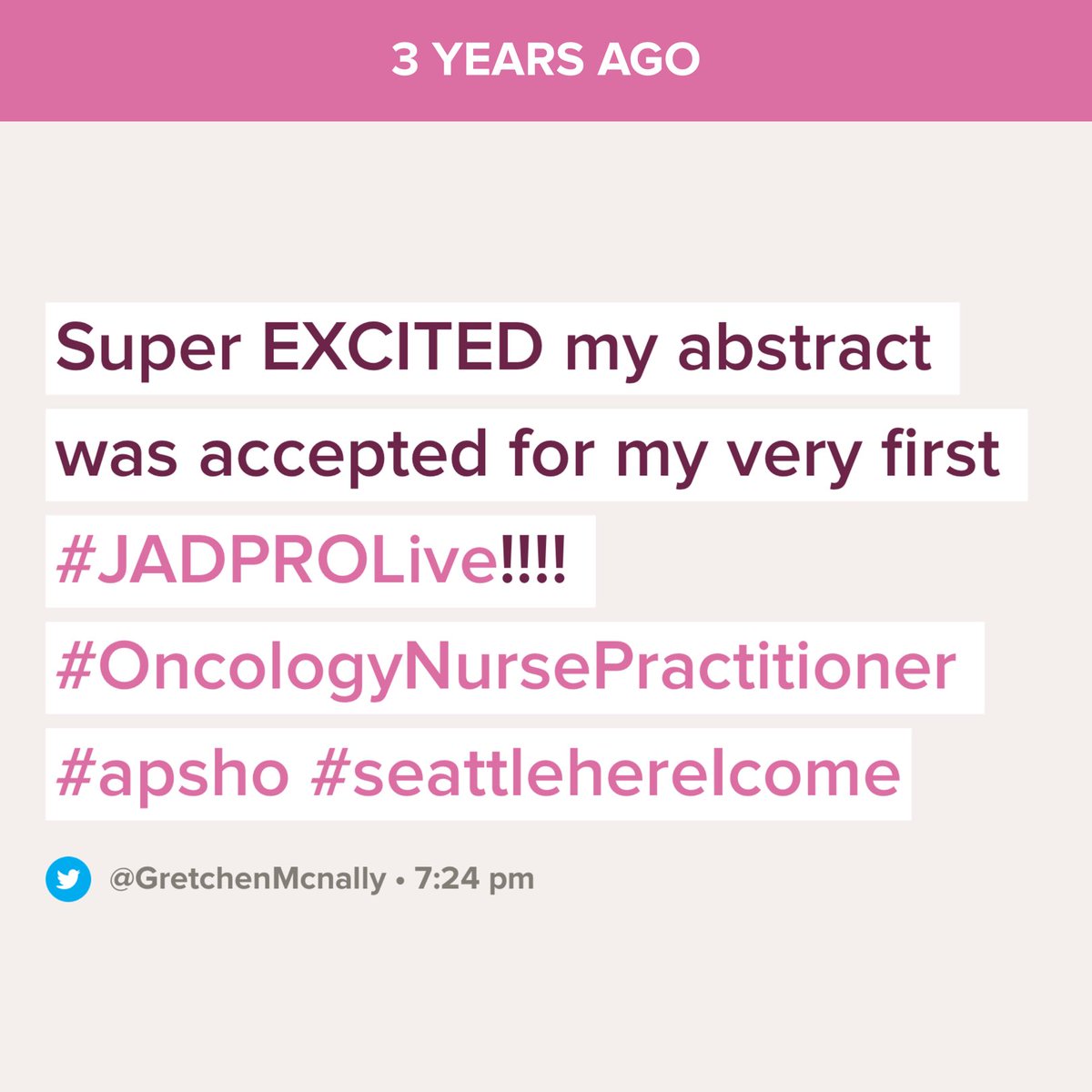 GretchenMcnally's tweet photo. Awwww… I remember this- 2019- LOVED @JADPRO Live in Seattle! #oncology #AP #JADPRO https://t.co/KxeLhCfeH0