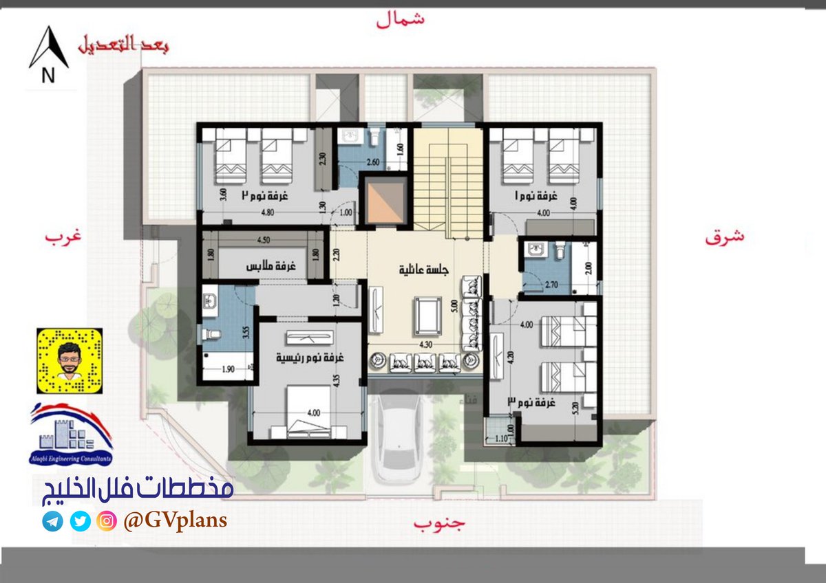 GVPlans's tweet photo. تصميم فيلا في مدينة الرياض
اطوال الارض 16 * 19 = 304 م2

الدور الأرضي  =  189 م2
الدور الأول =  164 م2
السطح      = 88 م2

المصمم : احمد جاويش-الرياض https://t.co/KRmQsgqwAn