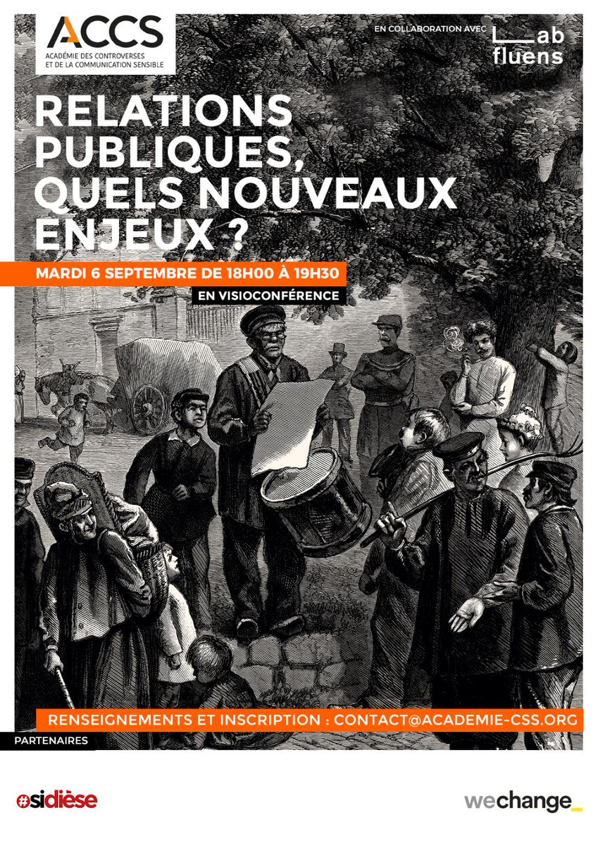 Les nouveaux enjeux des Relations publiques.
Conférence en ligne mardi de 18h à 19h30 avec <a href="/andreacate/">Andrea Catellani</a> <a href="/allardhuver/">Dr. François Allard Huver</a> <a href="/baldwinjp/">Jean-Pierre Beaudoin</a> 
Renseignements et inscription sur notre site.