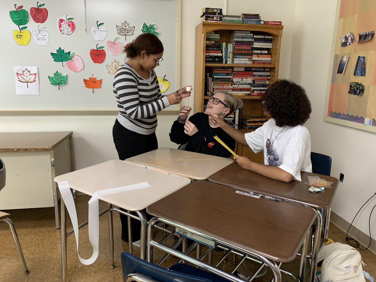 DBTrach's tweet photo. Teamwork makes the dream work! #aschool team building in action. Whose tower will be the tallest???  @Mrfinoteaching @Carmelschools @TomFeliciottoJr https://t.co/XHxYQO9Z1m