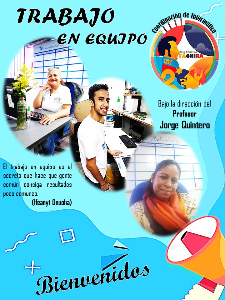 InformaticaZET's tweet photo. Trabajo en Equipo desde la Coordinación de Informática de la Zona Educativa Táchira bajo la dirección del Profesor Jorge Quintero, recordando que "La unidad es la fuerza. Cuando hay trabajo en equipo y colaboración, pueden conseguirse cosas maravillosas". (Mattie Stepanek) https://t.co/2BwATLGIJc