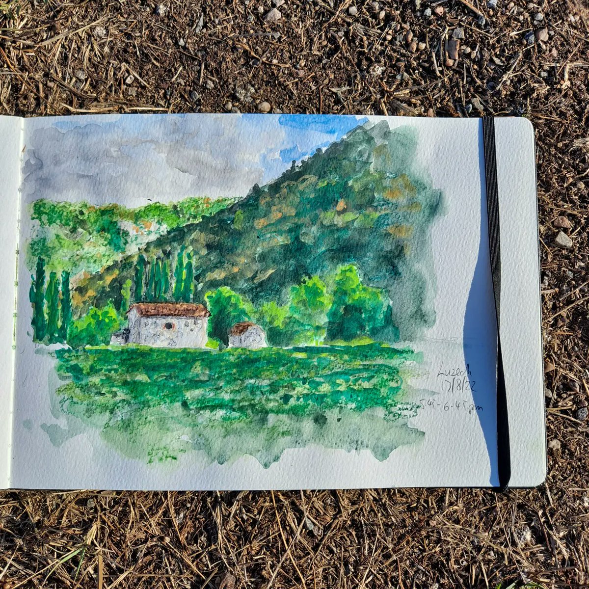 creativestates's tweet photo. Another sketch late afternoon in the vineyards of Luzech,  River Lot.  

#sketch #sketchbook #vignobledecahors #luzech #riverlot #lotvalley #summer #summerwalk #hiking #vineyards #landscapedrawing #enpleinair #pleinair #inktense https://t.co/5HuAVvrJu6