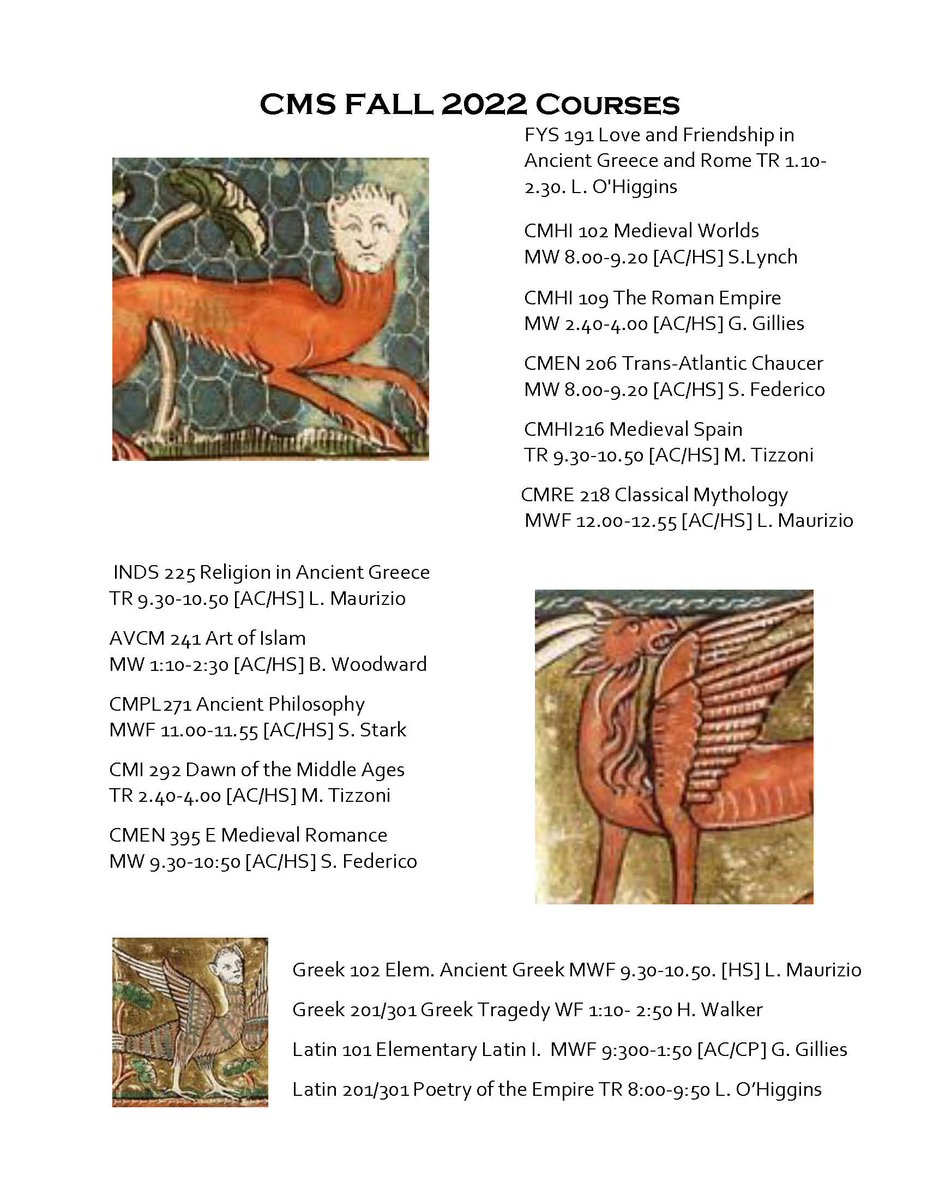 BatesCollegeCMS's tweet photo. #Bates, looking for some #Classics or #Medieval classes this semester? Check these out! https://t.co/sR3yG5aNR9