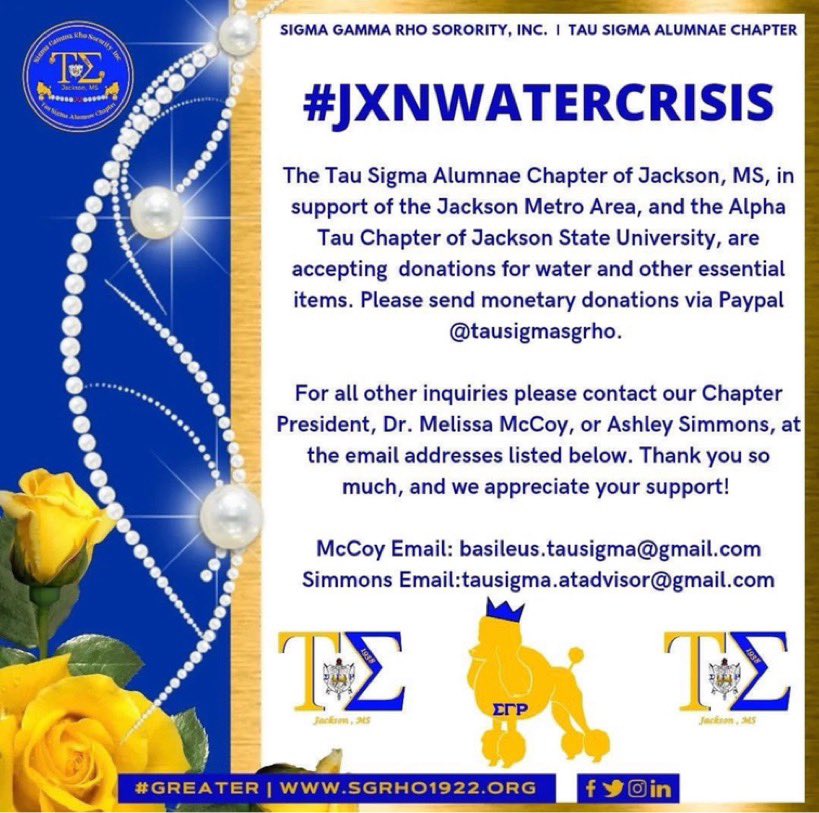 Please repost and share sorors and Greek affiliates 💛💙

#sgrhoupdates #sgrho #womenofsgrho #sigmagammarho #sgrho1992 #jxnwatercrisis