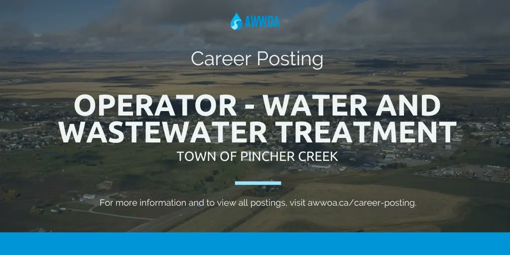 The <a href="/town_of_pc/">Pincher Creek</a> is looking for an Operator - Water and Wastewater Treatment who will be responsible for the daily operation and maintenance of the Town's water and wastewater treatment.

For more and to view the full position, visit our website:
buff.ly/3qoca79