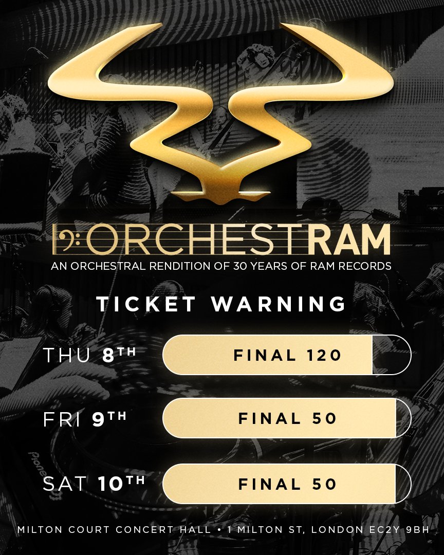 RAMrecordsltd's tweet photo. Under a week to go until our 30th birthday extravaganza at @guildhallschool 🎉
Where a 35 piece live orchestra will take us through a selection of RAM's most notable releases over 3 nights 🎷
Make sure you're in on the action 👇 #OrchestRAM
https://t.co/ShfkCFZ7CW https://t.co/OsCtBnUPVp