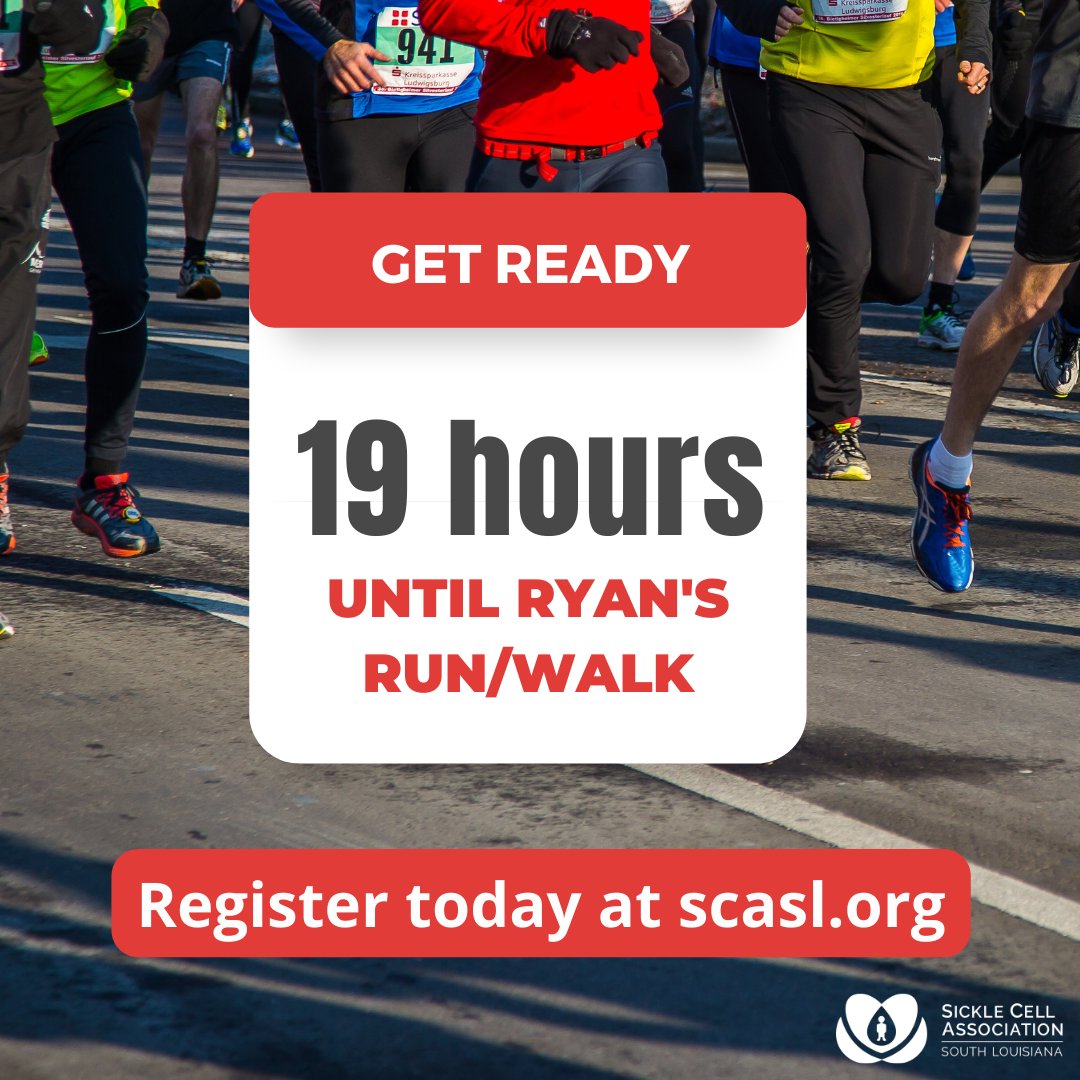 BRSickle's tweet photo. We are 21 hours away from Ryan's Run/Walk! Who is excited? Join us tomorrow to celebrate the Sickle Cell Warriors in our community!
#SickleCellAwareness #SickleCell #RyansRun https://t.co/7XNzK0hFoT