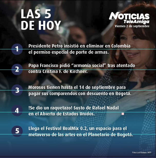 Canalteleamiga's tweet photo. 🎬 Estos son los hechos más importantes de hoy viernes #2DeSeptiembre de 2022
La ampliación de estas y otras noticias en nuestra emisión central de lunes a viernes a las 6:30 p.m. y en nuestra señal en vivo https://t.co/eb5n2BKWEB
#Teleamiga #Televisión #noticias
#Nacional https://t.co/YOKOXksxv5