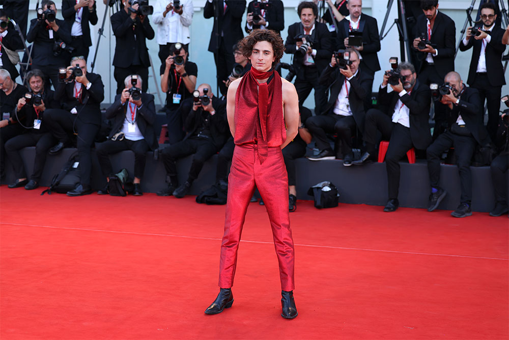 Timothée Chalamet hits the Venice red carpet. 