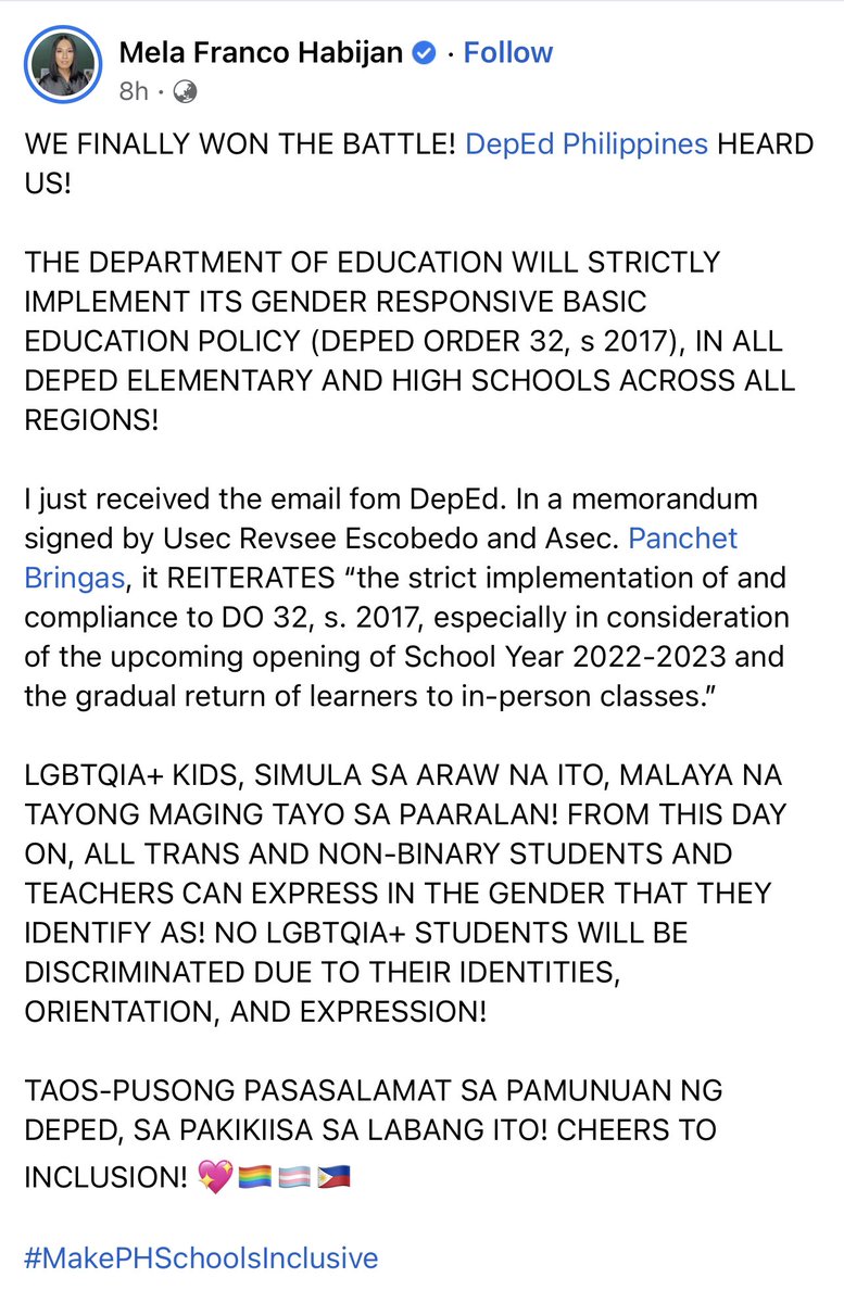 jaymazingwalk's tweet photo. Thank you Ms.Mela and sa lahat and also salamat sa DepEd at sa Secretary of Education.

Pag may magandang ginawa dapat marunong din tayo magpasalamat.Pero patuloy pa rin tayo magmasid at maging responsable sa mga bagay bagay. https://t.co/agen6loKjK