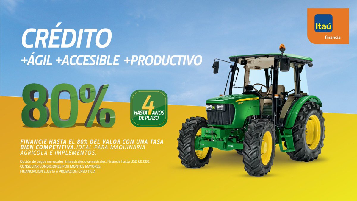 Interagrovial's tweet photo. Tu nuevo tractor
John Deere de @Interagrovial con la financiación más ágil y accesible del momento 👌
Junto al @ItauUruguay lo hacemos posible. #tractor #implemento #bancoitau https://t.co/1Dw9mEiCnA