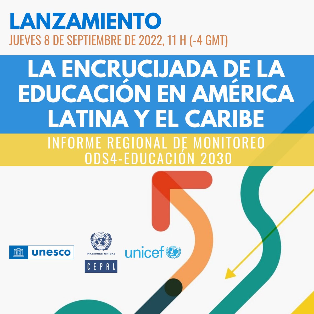 🤔¿Cómo las dificultades económicas y otras variables afectan el alcance de las #metaseducativas? La @unescosantiago, @cepal_onu y @uniceflac lanzan el #InformeEducacion2030 ¡Acompáñanos! Jueves 8/09, 11 h (-4 GMT) ➡️REGÍSTRATE y asiste al lanzamiento: on.unesco.org/ODS4-LAC-report