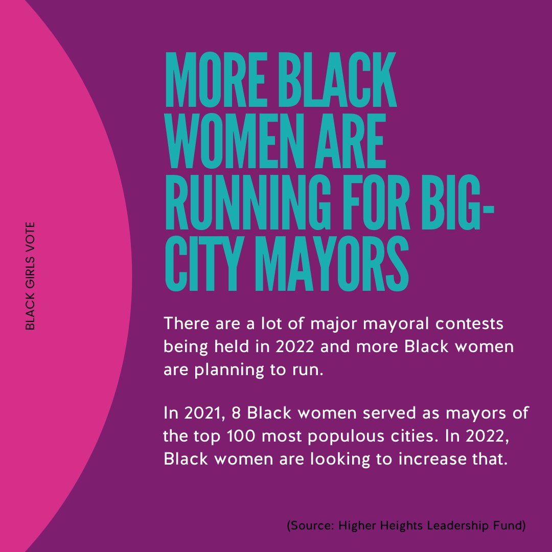 blackgirlsvote's tweet photo. Don't forget, Black women are running for BIG positions this election cycle! There are some big-city mayoral contests being held in November. Check your voter registration status at https://t.co/BR2M8gE7xo and get #VoteReady. Early voting begins in October!
#MidtermsAreTheMove https://t.co/byM33q0iWz