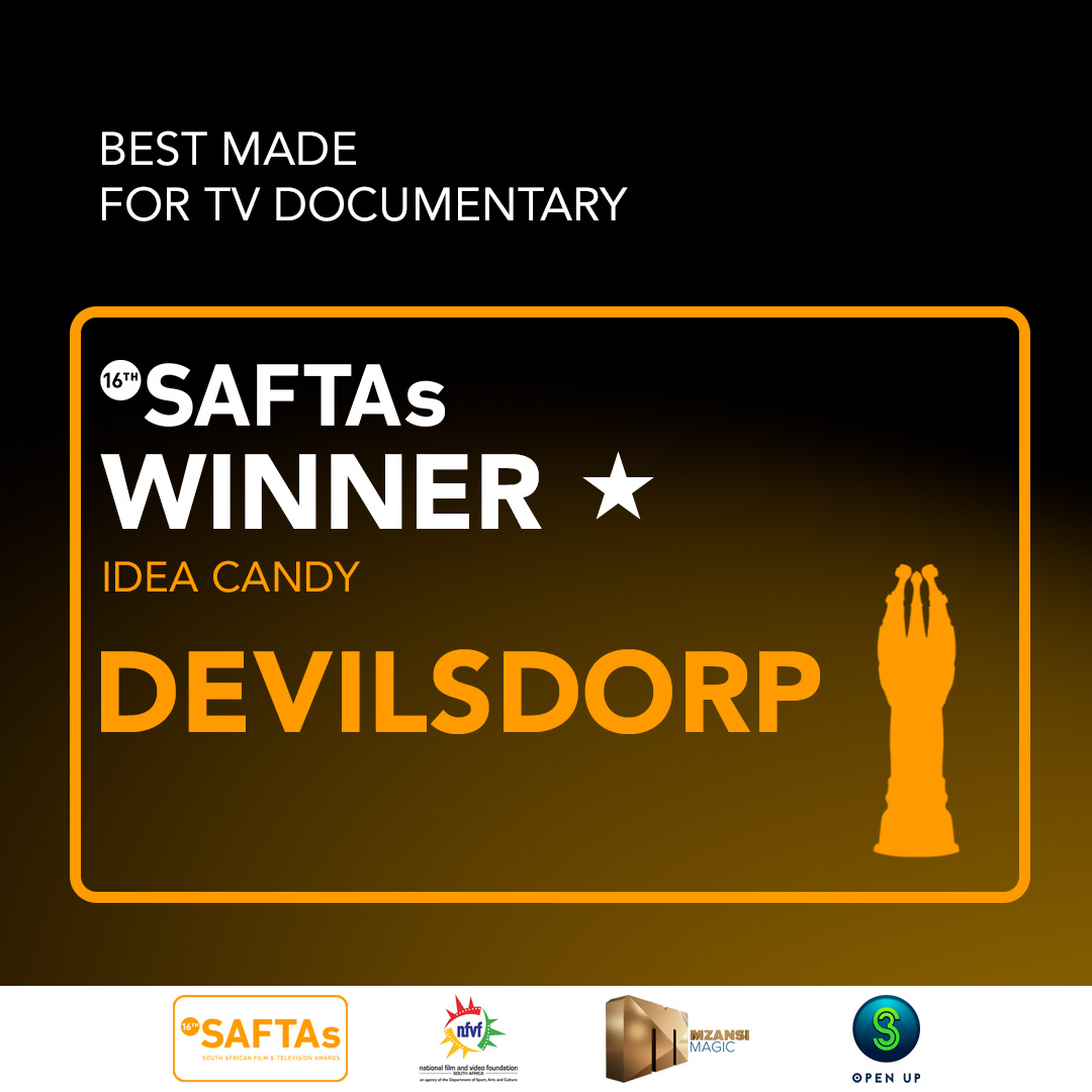 SAFTAs_1's tweet photo. Congratulations to team @devilsdorp for winning Best Made for TV Documentary, #Devilsdorp. we can't wait to see what you do next! #SAFTAs16 https://t.co/llv14iCM0d