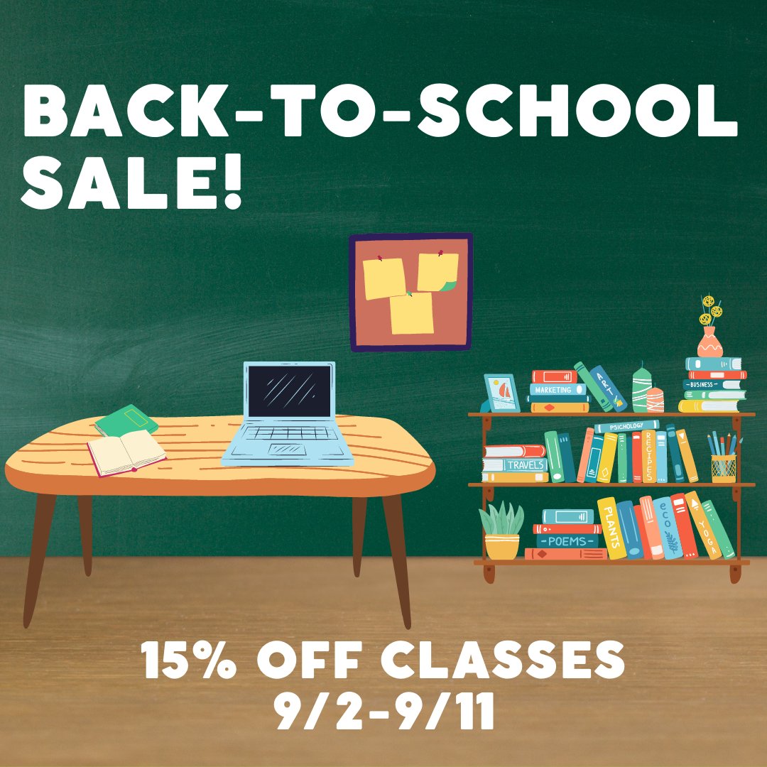 CatapultStory's tweet photo. Our back-to-school sale starts now! 🎉✏️📚
Register with code SCHOOL15 for 15% off classes!
https://t.co/yLE1pVz7sV https://t.co/dIXKcfIdXR