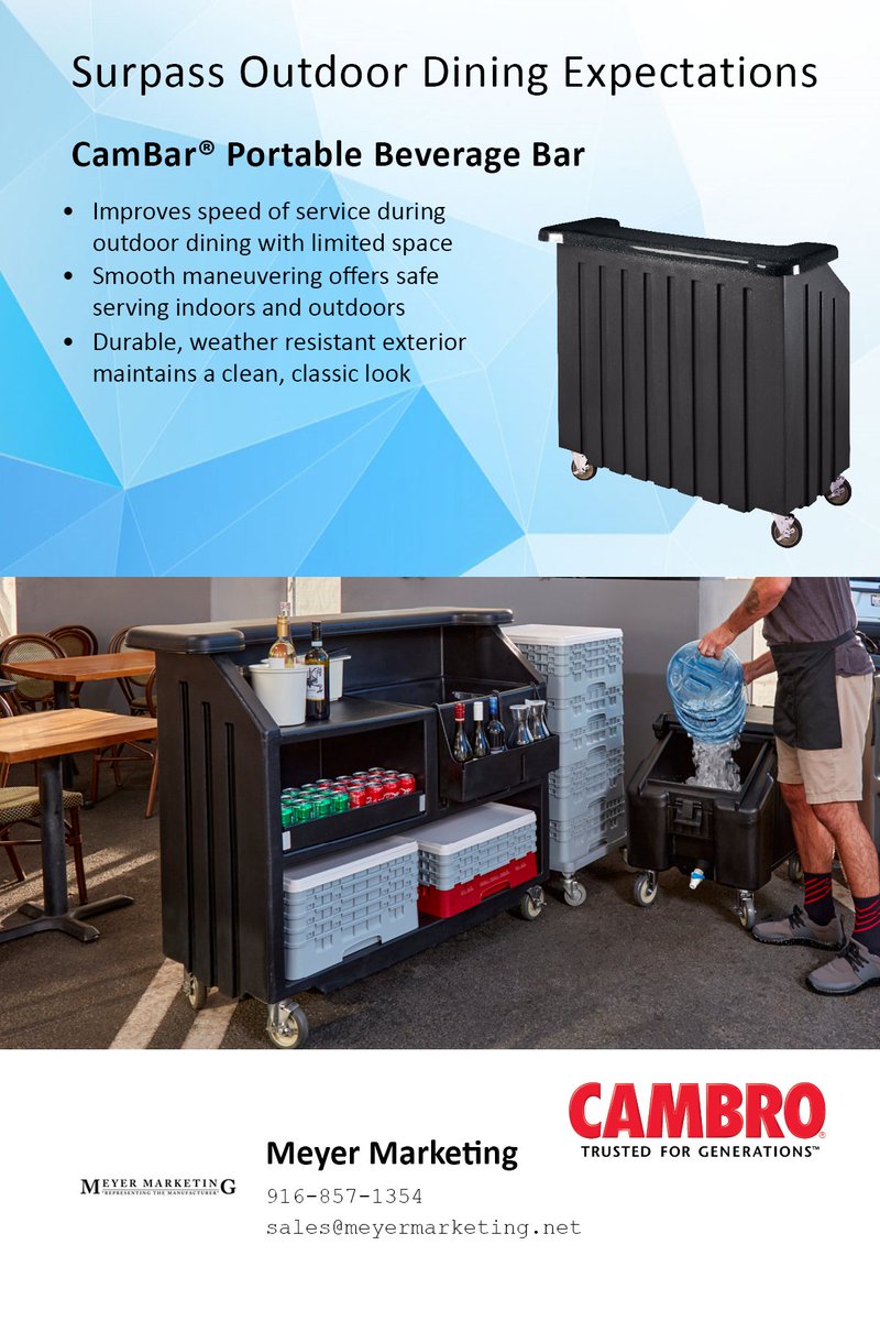 MeyerMarketing's tweet photo. Choose a stylish, portable beverage bar customized to your unique hosting style and event, complete with Cambro durability. 
😎

#portablebar #catering  #hotsummer #madeinusa #cambro https://t.co/ZFx0JwyNzD