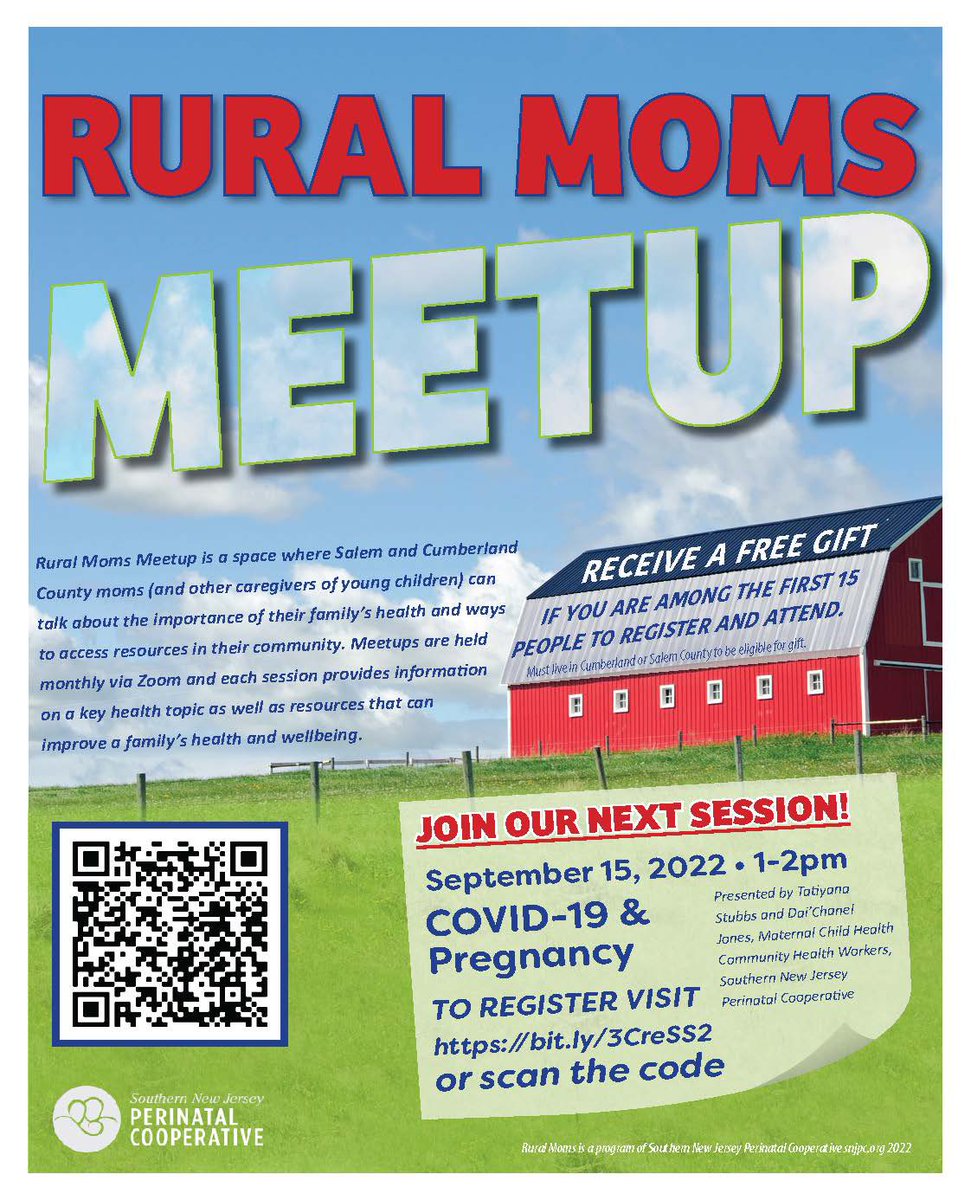 Rural Moms Meetup, which is a monthly meeting for parents and guardians in Salem and Cumberland County. Every month we have different topics and speakers.
This month the topic will be “COVID-19 and Pregnancy”.