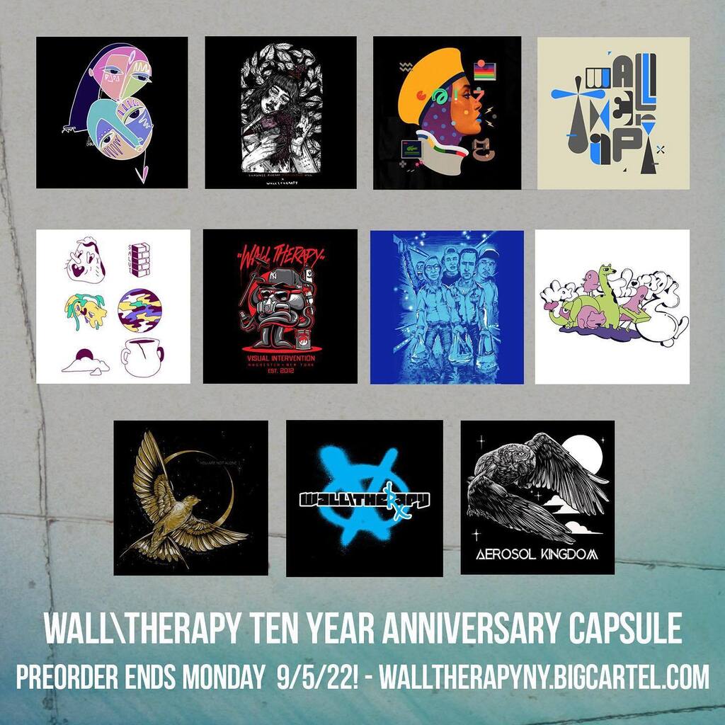 It's the FINAL weekend for the <a href="/walltherapyny/">Wall Therapy</a> Ten Year Capsule preorder! Preorders are available through Monday September 5, 2022 at midnight!

We're so stoked on these designs, don't miss out on getting yours!

This capsule features ten designs by some … instagr.am/p/CiAvsW3uh_Q/