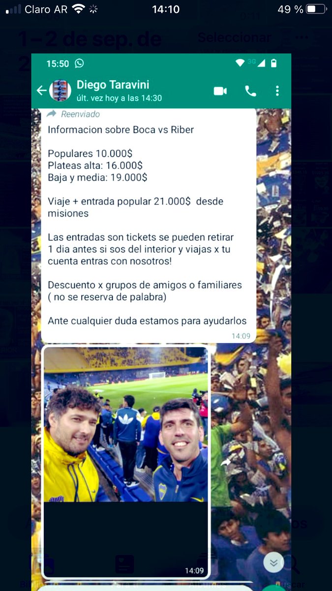 dario_baravalle's tweet image. ATENCIÓN ALERTA MISIONES 

Está circulando este mensaje con una foto adjunta debajo ofreciendo entradas + viaje para el Superclásico 

No caigan en estas estafas por favor difundir que ningún hincha sea estafado en su buena fe.

@BocaIntyExt