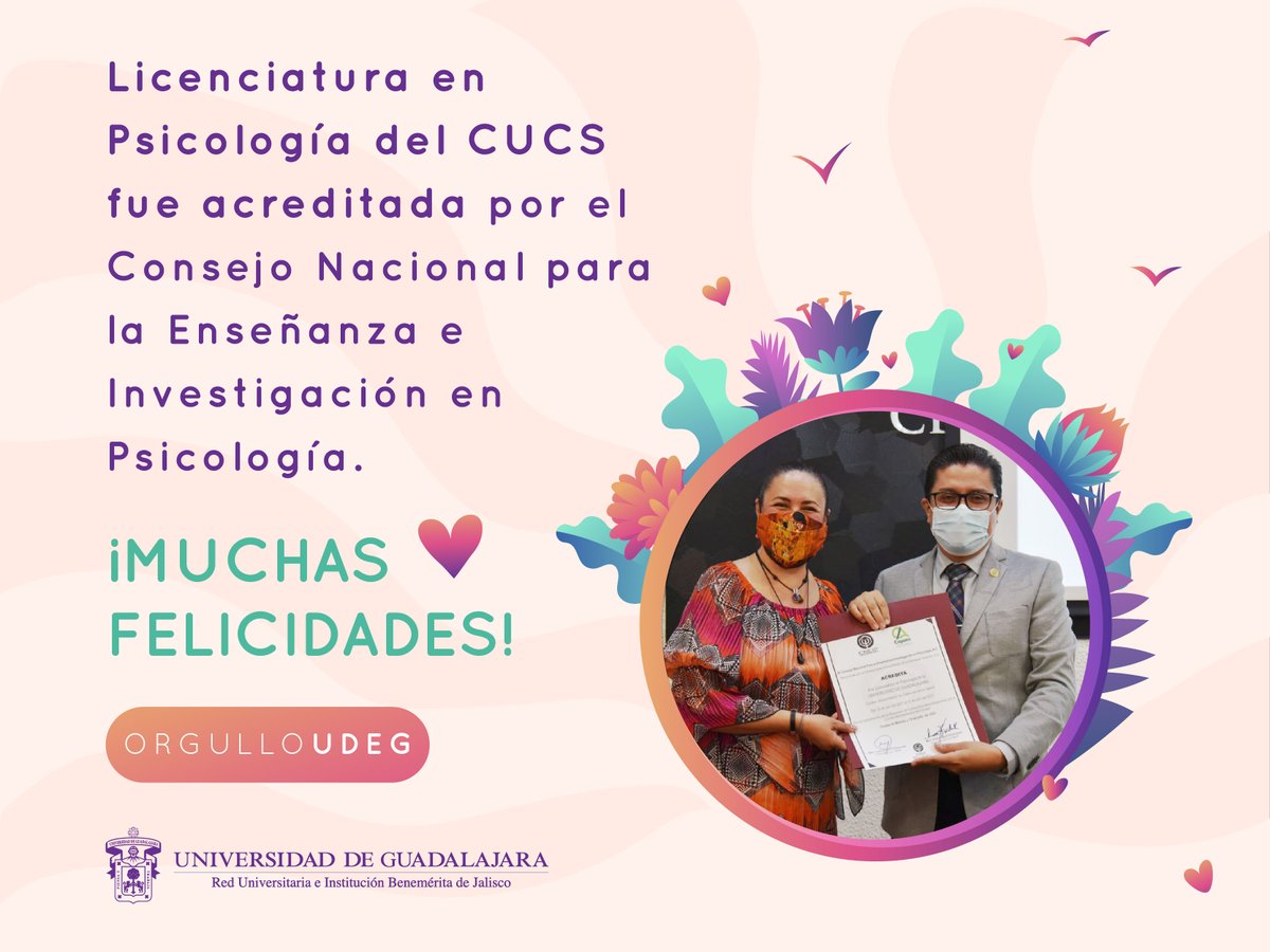 gacetaudeg's tweet photo. Licenciatura en Psicología del @OficialCUCS fue acreditada por el Consejo Nacional para la Enseñanza e Investigación en Psicología #CNEIP.➡️ https://t.co/FyuAcjILjw https://t.co/mfUHSgLZQv