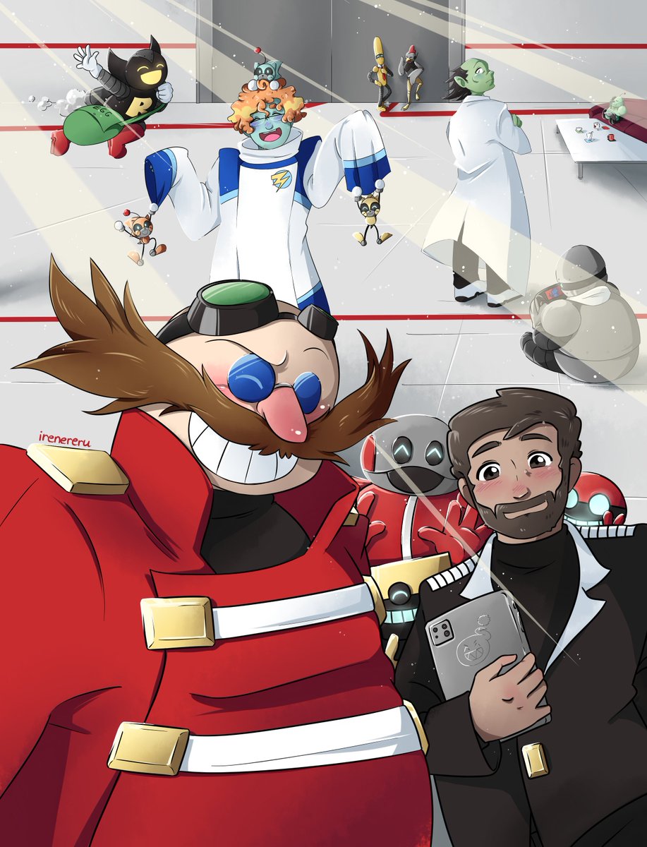Now that <a href="/SonicMischiefZ/">✧ Sonic Mischief Zine ✧</a> is finally out, I can share my completed piece!

It's some of the members of the Eggman Empire of my Sonic AU, vibing in the entry room to their base in South Island