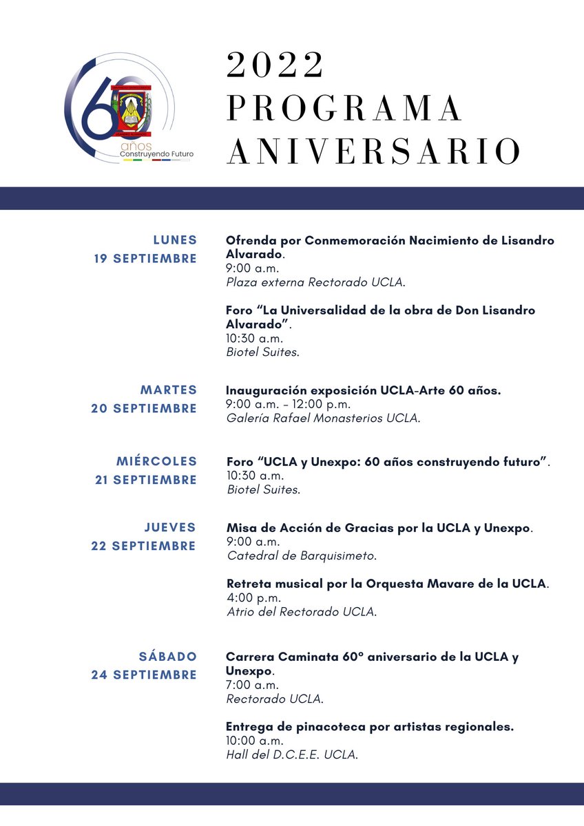 d67662's tweet photo. Ya se acerca nuestro aniversario en la UCLA...
Aquí el programa de actividades! Cordialmente invitados... https://t.co/j6n6KamLzX