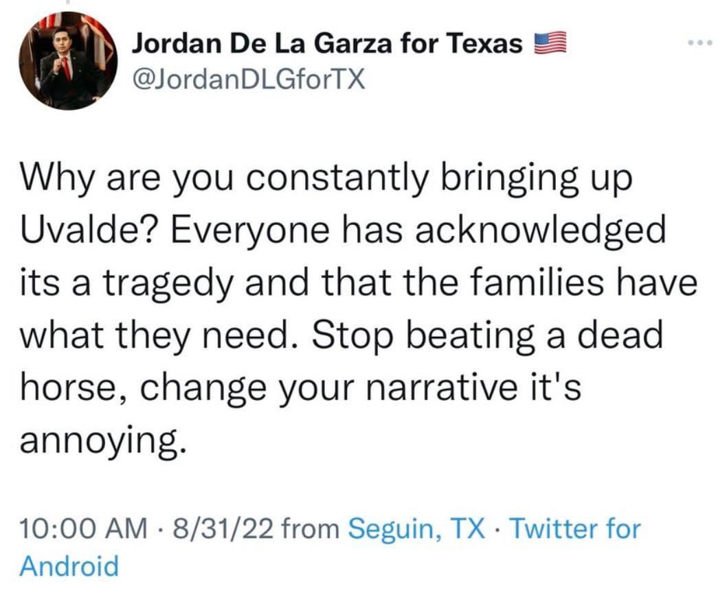 GloriaCazares82's tweet image. Hey Jordan De La Garza for Texas I am Jackie Cazares’s mom. She was one the 21 victims that was massacred in her classroom on May 24,2022.  I’m glad your annoyed! I promise to keep annoying you until ”The families have what they need”