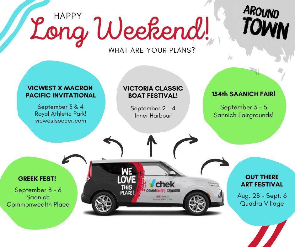 CHEK_media's tweet photo. ☀️ HAPPY LONG WEEKEND!
We hope to see you around! #aroundtown #welovethisplace #welovelocal #community #yyj #longweekend #outthereartfestival #greekfest #classicboats #maritimemuseum #vicwestsoccer #saanichfair #summerisnotoveryet https://t.co/wdNWOfVznp