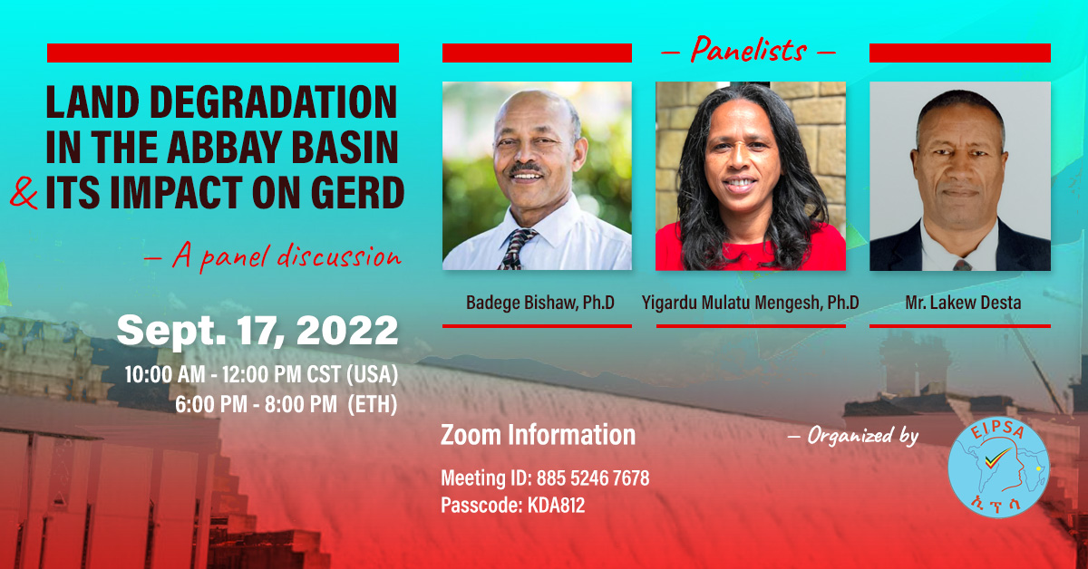 eipsa_nile's tweet photo. Join us on September 17, 2022, from 10:00 AM to 12:00PM on important and timely panel discussion from the experts on Land Degradation and Its Impact on GERD https://t.co/31dpjXZqGu