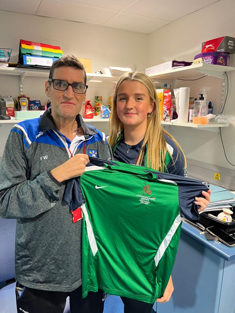 Immensely proud HoD Mr Wilson. Receiving a NI top to be displayed from Mollie McAlorum. She just recently represented NI <a href="/SwimUlster/">Swim Ulster</a>  at the Commonwealth Games. What a role model she is. Also Mollie was our top performing AS student in <a href="/wjec_cbac/">WJEC</a> exam. Unbelievable!