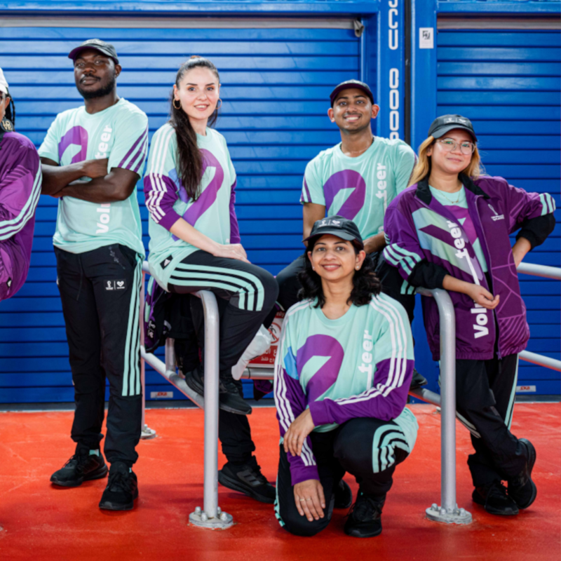 FIFAWorldCup's tweet photo. Looking sharp! 👕✨

Now the #FIFAWorldCup volunteers have their new official uniforms, they’re set to start training for the big kick-off! 🙌

@adidas | #FIFAVolunteer