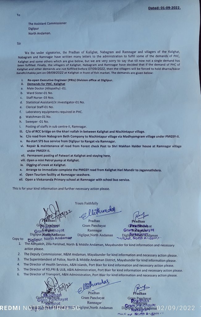 er_mitun's tweet photo. #DharnaPradharShan
#Call4Strike8thSept
Long pending issues of all areas
@DC_NMAndaman @DcSouthandaman @DirPris
@stsandaman @DirHealth_ArPr
@NorthAndaman
strike notice jointly by #GPRamnagar,#GPKalighat & #GPNabagram https://t.co/dQnFwjKCxg
