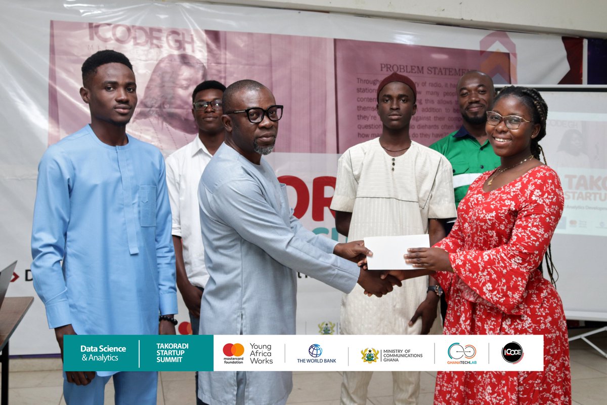 icodeteam's tweet photo. Presentation of Citation by Prince Bonney(Smart), CEO of Icode GH.
We announced the winners of the program and presentation of awards were given to 1st, 2nd and 3rd winners of the Summit.
#icodegh
#icodeimpact
#datascience
#baseprogram
#python https://t.co/MK8N9M5mxY