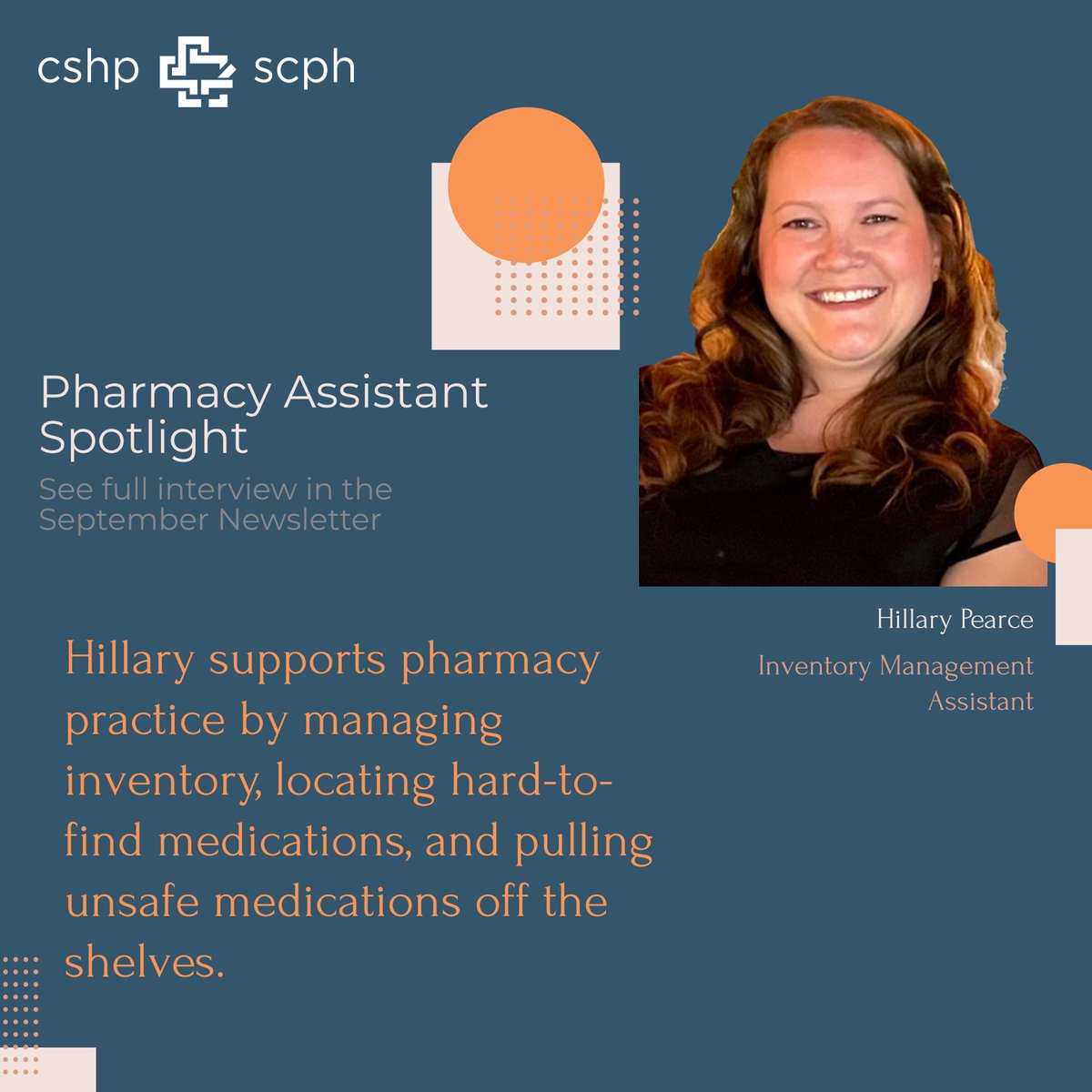 Did you know? Hospital pharmacies rely on assistants like Hillary for so many important roles to keep distribution running smoothly.  

Find out more in our September newsletter, coming soon 📨